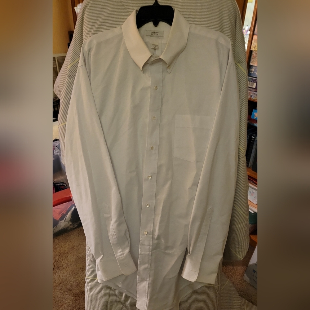 Arrow Dover 19-37 Tall White Button Up Shirt Long Sleeve Collared